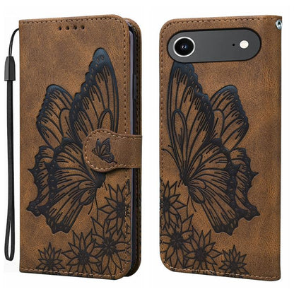 For iPhone Air Retro Skin Feel Butterflies Embossing Horizontal Flip Leather Phone Case(Brown) - iPhone Air Cases by buy2fix | Online Shopping UK | buy2fix