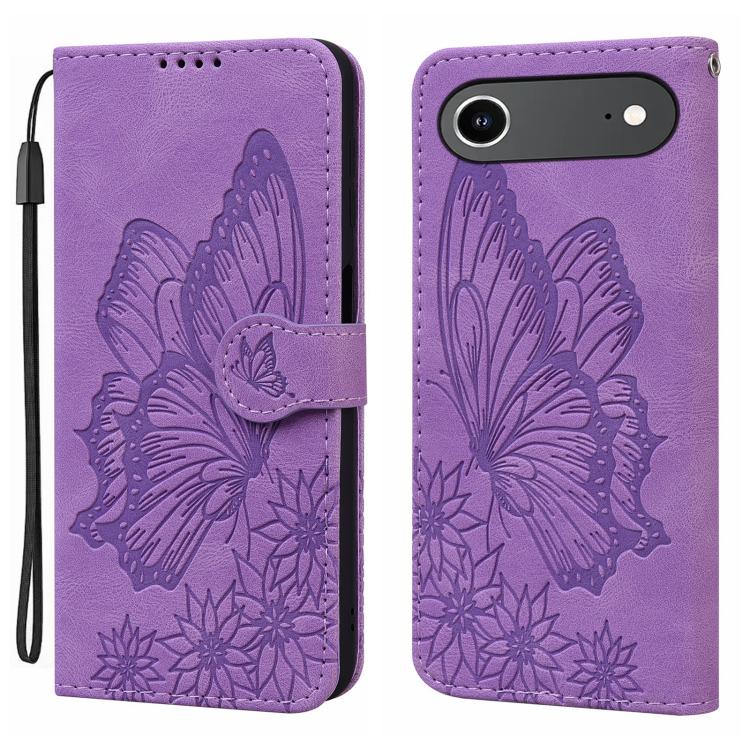 For iPhone Air Retro Skin Feel Butterflies Embossing Horizontal Flip Leather Phone Case(Purple) - iPhone Air Cases by buy2fix | Online Shopping UK | buy2fix