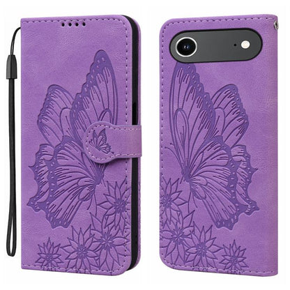 For iPhone Air Retro Skin Feel Butterflies Embossing Horizontal Flip Leather Phone Case(Purple) - iPhone Air Cases by buy2fix | Online Shopping UK | buy2fix