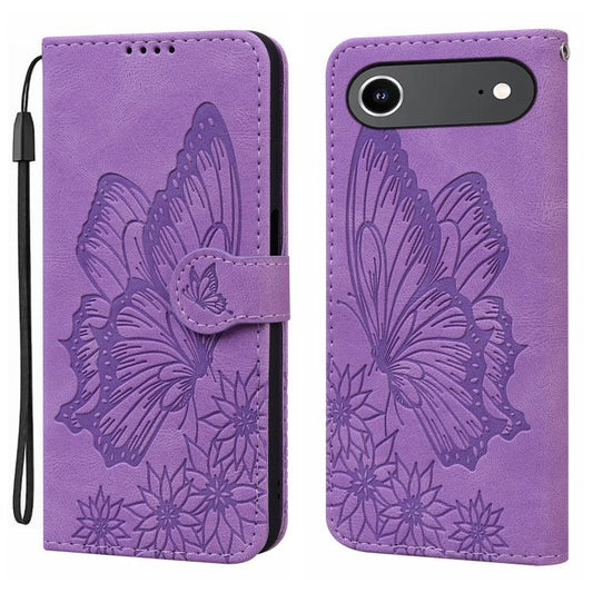 For iPhone Air Retro Skin Feel Butterflies Embossing Horizontal Flip Leather Phone Case(Purple) - iPhone Air Cases by buy2fix | Online Shopping UK | buy2fix