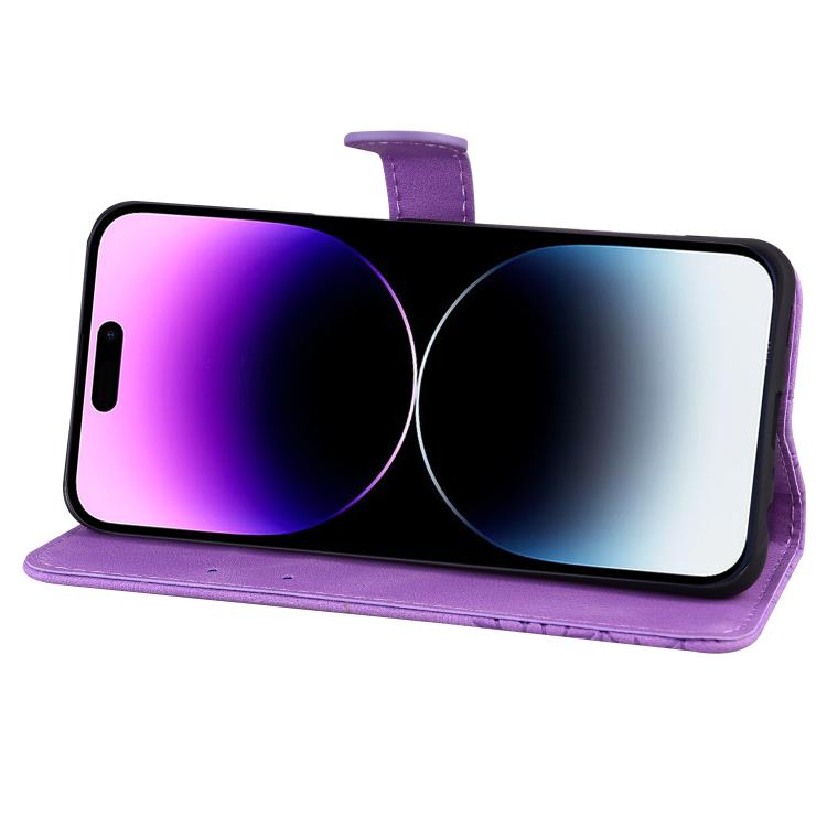 For iPhone Air Retro Skin Feel Butterflies Embossing Horizontal Flip Leather Phone Case(Purple) - iPhone Air Cases by buy2fix | Online Shopping UK | buy2fix