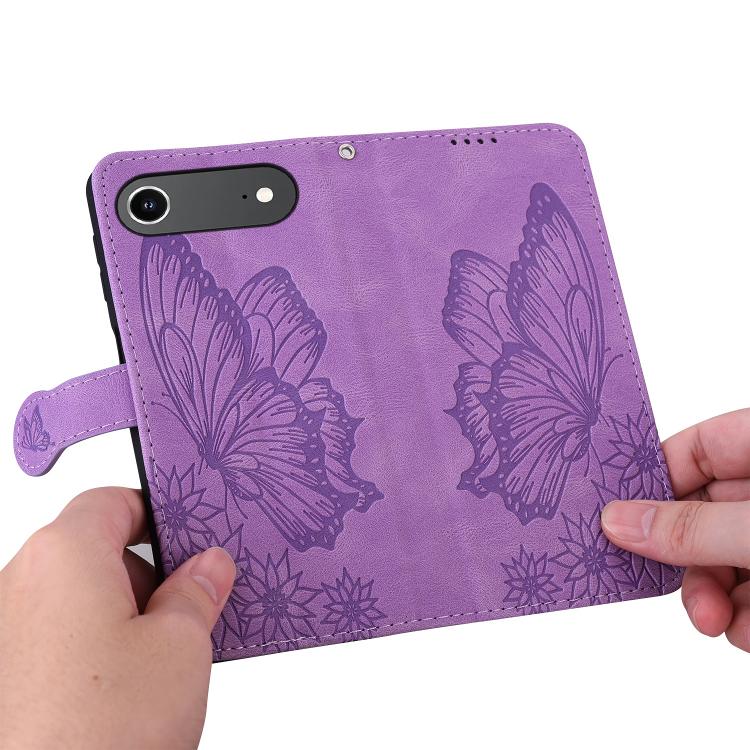 For iPhone Air Retro Skin Feel Butterflies Embossing Horizontal Flip Leather Phone Case(Purple) - iPhone Air Cases by buy2fix | Online Shopping UK | buy2fix