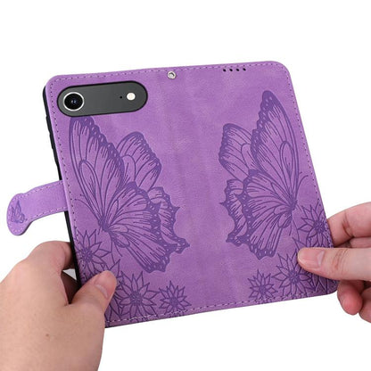 For iPhone Air Retro Skin Feel Butterflies Embossing Horizontal Flip Leather Phone Case(Purple) - iPhone Air Cases by buy2fix | Online Shopping UK | buy2fix