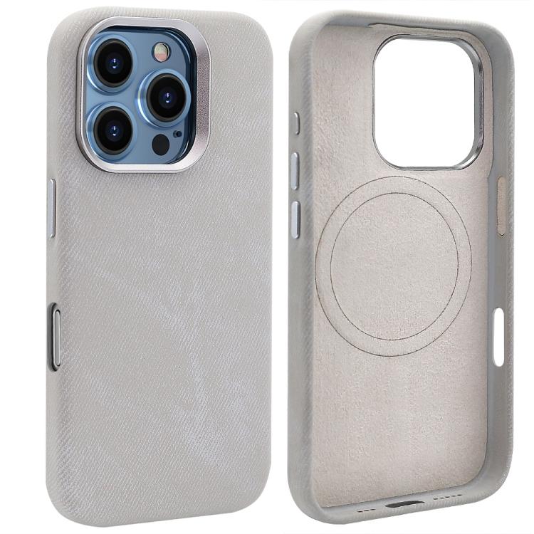 For iPhone 16 Pro VIETAO Retro Denim Texture PU Leather MagSafe Phone Case(Silver Grey) - iPhone 16 Pro Cases by VIETAO | Online Shopping UK | buy2fix