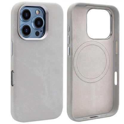 For iPhone 16 Pro VIETAO Retro Denim Texture PU Leather MagSafe Phone Case(Silver Grey) - iPhone 16 Pro Cases by VIETAO | Online Shopping UK | buy2fix