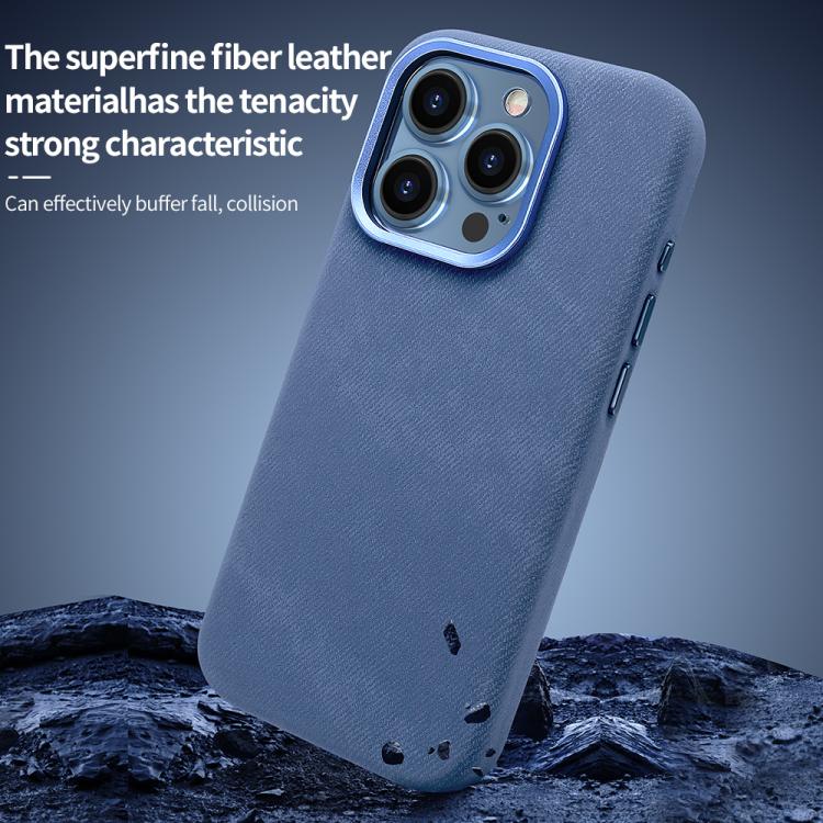 For iPhone 16 Pro VIETAO Retro Denim Texture PU Leather MagSafe Phone Case(Silver Grey) - iPhone 16 Pro Cases by VIETAO | Online Shopping UK | buy2fix
