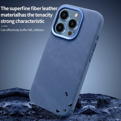 For iPhone 16 Pro VIETAO Retro Denim Texture PU Leather MagSafe Phone Case(Silver Grey) - iPhone 16 Pro Cases by VIETAO | Online Shopping UK | buy2fix