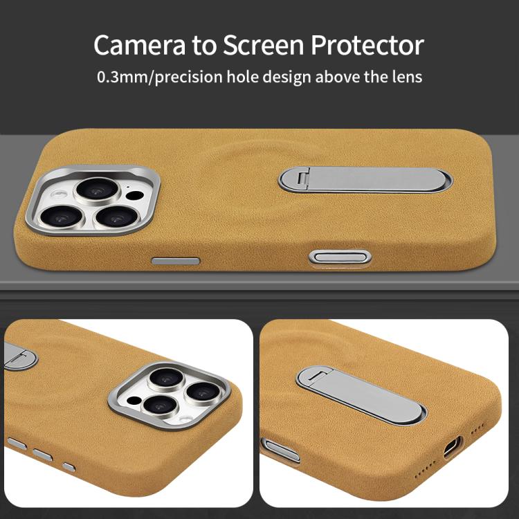 For iPhone 16 Pro VIETAO Suede MagSafe PU Leather Phone Case with Holder(Black) - iPhone 16 Pro Cases by VIETAO | Online Shopping UK | buy2fix