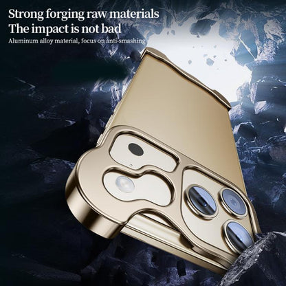 For iPhone 17 Pro Max Frameless Metal Corner Pad Phone Case with Lens Film(Gold) - iPhone 17 Pro Max Cases by buy2fix | Online Shopping UK | buy2fix