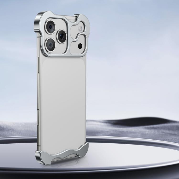 For iPhone 17 Pro Max Frameless Metal Corner Pad Phone Case with Lens Film(Silver) - iPhone 17 Pro Max Cases by buy2fix | Online Shopping UK | buy2fix