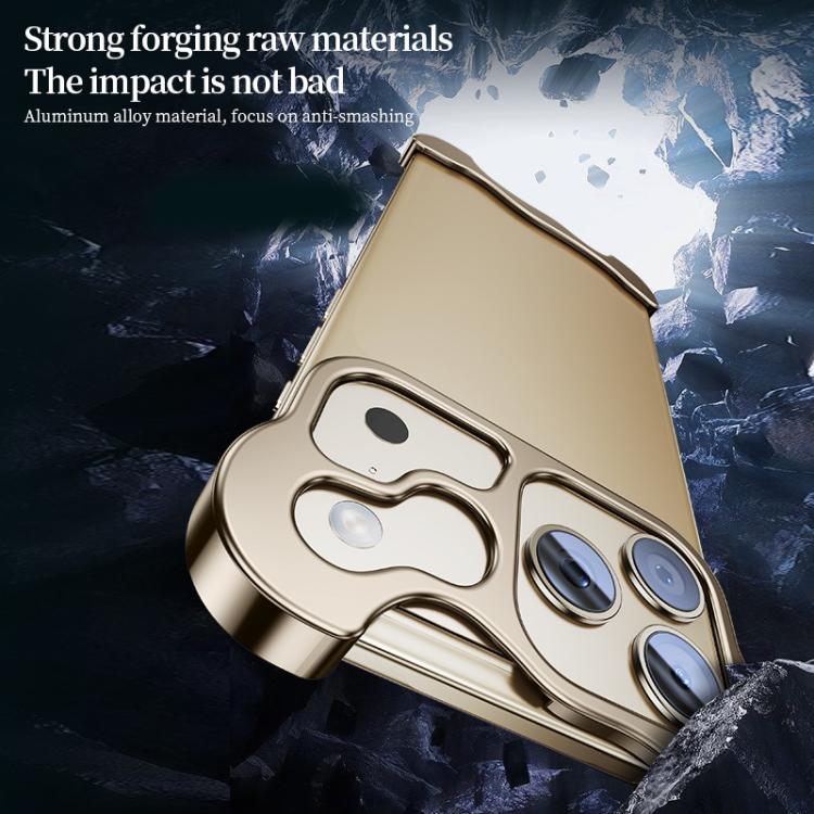 For iPhone 17 Pro Max Frameless Metal Corner Pad Phone Case with Lens Film(Grey) - iPhone 17 Pro Max Cases by buy2fix | Online Shopping UK | buy2fix