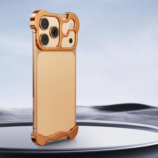 For iPhone 17 Pro Frameless Metal Corner Pad Phone Case with Lens Film(Gold) - iPhone 17 Pro Cases by buy2fix | Online Shopping UK | buy2fix