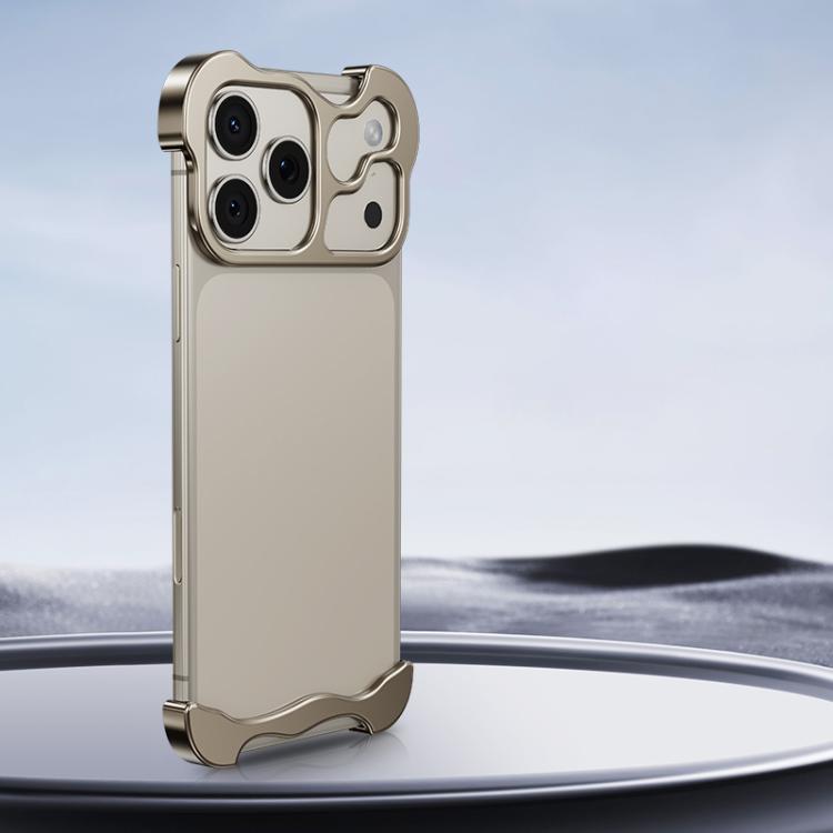 For iPhone 17 Pro Frameless Metal Corner Pad Phone Case with Lens Film(Titanium) - iPhone 17 Pro Cases by buy2fix | Online Shopping UK | buy2fix