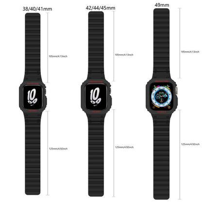For Apple Watch Series 10 42mm xDfind Magnetic Silicone Watch Band with Integrated Watch Cover(Black) - Watch Cases by xDfind | Online Shopping UK | buy2fix