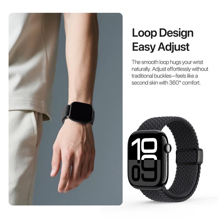 For Apple Watch 42 / 44 / 45 / 46 / 49mm DUX DUCIS Mixture Ultra Series Magnetic Buckle Nylon Braided Strap(Midnight) - Watch Bands by DUX DUCIS | Online Shopping UK | buy2fix