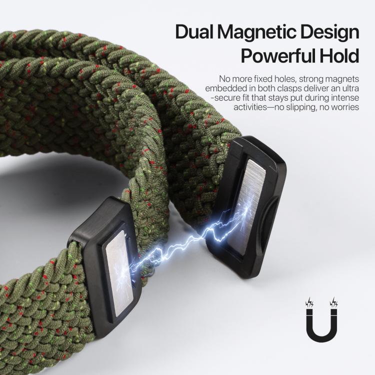 For Apple Watch 42 / 44 / 45 / 46 / 49mm DUX DUCIS Mixture Ultra Series Magnetic Buckle Nylon Braided Strap(Starry Olive) - Watch Bands by DUX DUCIS | Online Shopping UK | buy2fix