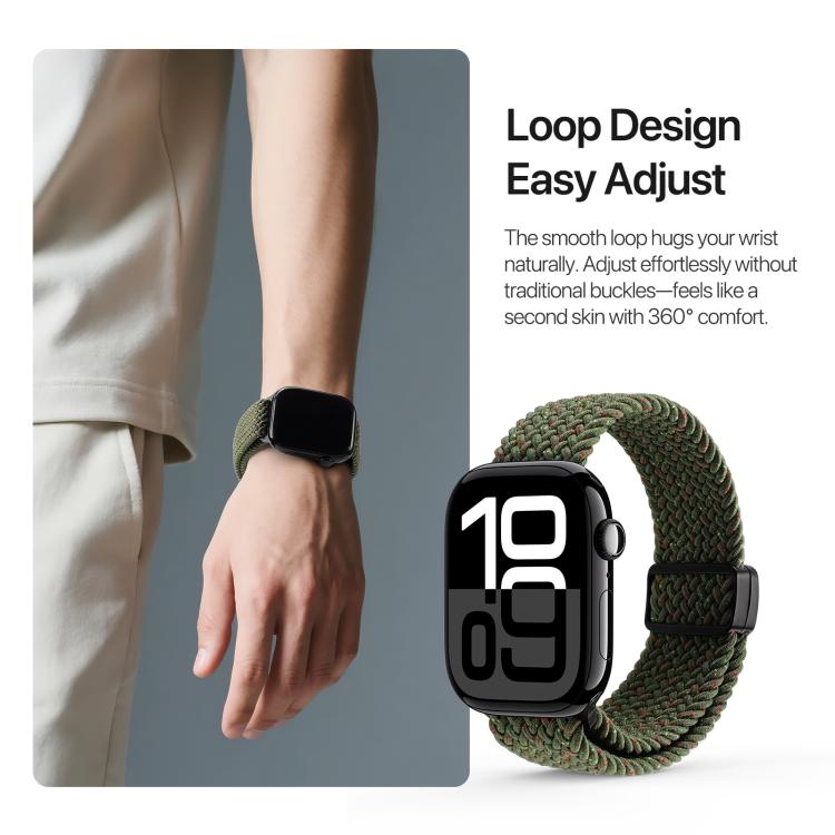 For Apple Watch 42 / 44 / 45 / 46 / 49mm DUX DUCIS Mixture Ultra Series Magnetic Buckle Nylon Braided Strap(Starry Olive) - Watch Bands by DUX DUCIS | Online Shopping UK | buy2fix