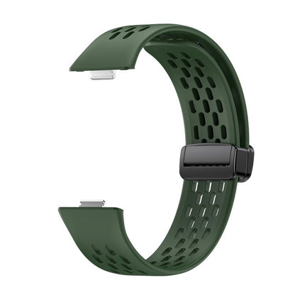 For Huawei Watch Fit4 Pro / Fit4 / Fit3 xDfind Hole Style Magnetic Black Buckle Silicone Watch Band(Dark Green) - Watch Bands by xDfind | Online Shopping UK | buy2fix