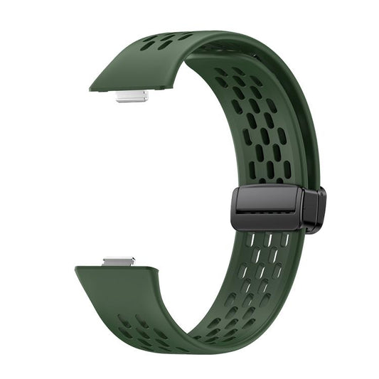 For Huawei Watch Fit4 Pro / Fit4 / Fit3 xDfind Hole Style Magnetic Black Buckle Silicone Watch Band(Dark Green) - Watch Bands by xDfind | Online Shopping UK | buy2fix