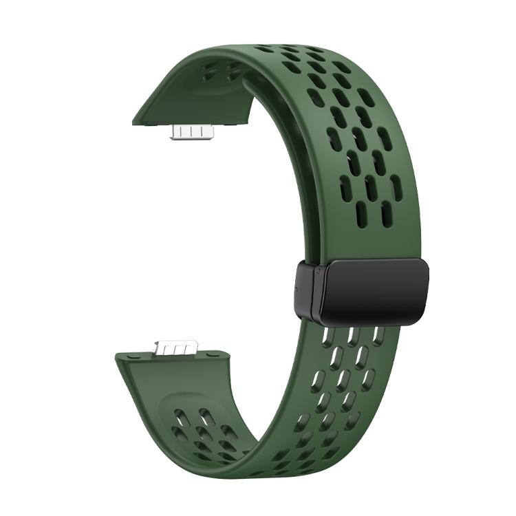 For Huawei Watch Fit4 Pro / Fit4 / Fit3 xDfind Hole Style Magnetic Black Buckle Silicone Watch Band(Dark Green) - Watch Bands by xDfind | Online Shopping UK | buy2fix