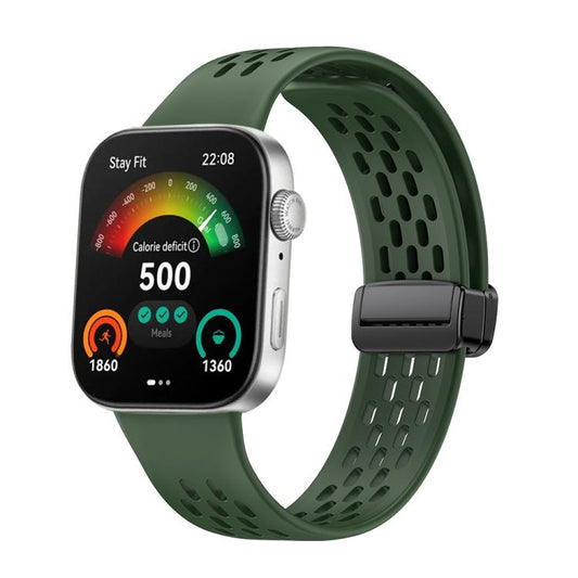 For Huawei Watch Fit4 Pro / Fit4 / Fit3 xDfind Hole Style Magnetic Black Buckle Silicone Watch Band(Dark Green) - Watch Bands by xDfind | Online Shopping UK | buy2fix