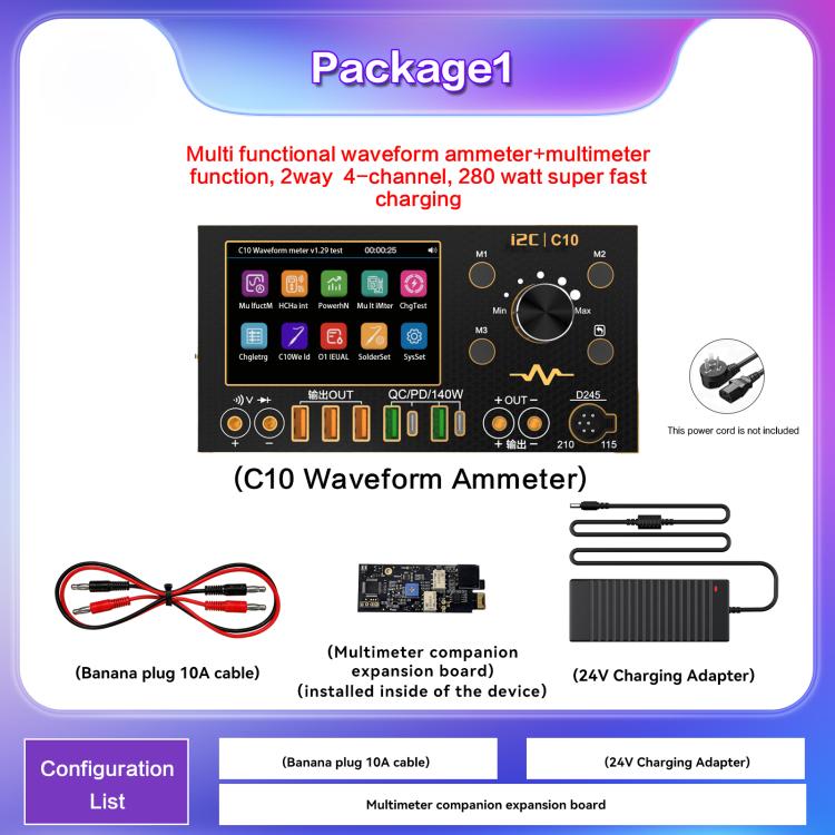 i2C C10 Ultra-high Precision Digital Waveform Ammeter with Charge Detection / Voltage Measurement, Model:Set 1 - Test Tools by i2C | Online Shopping UK | buy2fix