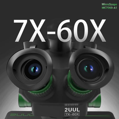 2uul MC7060-A1 7-60X Synchronous Zoom Trinocular Microscope - Microscope Magnifier Series by 2UUL | Online Shopping UK | buy2fix