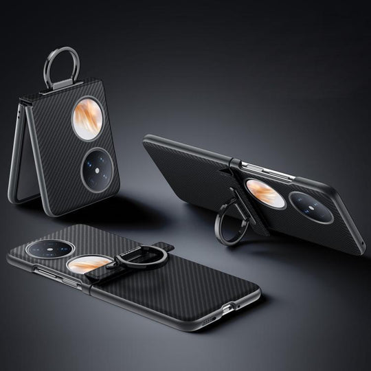 For Huawei Pocket 2 SULADA 600D Kevlar Texture PC Shockproof Phone Case with Rng Holder(Black)