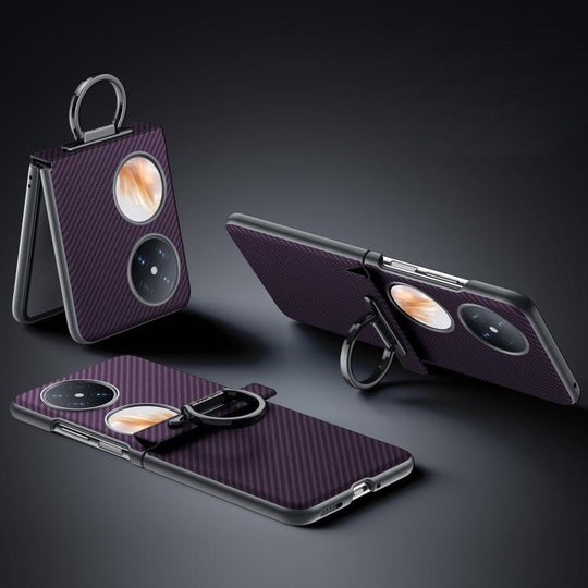 For Huawei Pocket 2 SULADA 600D Kevlar Texture PC Shockproof Phone Case with Rng Holder(Purple)