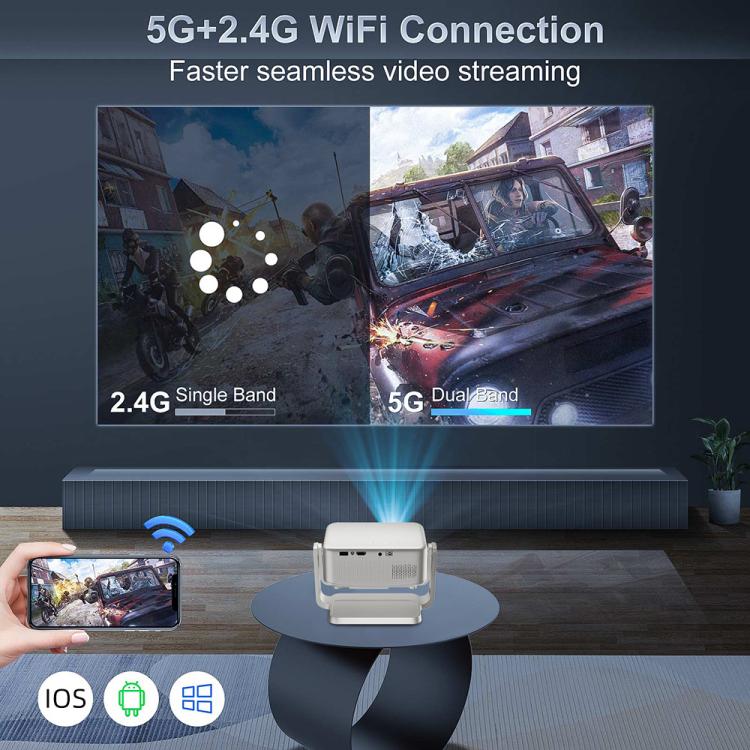 Cheerlux C6C Same Screen Version 1280x720P 180ANSI Bluetooth 5.1 Smart Projector, AU Plug, with Gimbal(White) - Mini Projector by Cheerlux | Online Shopping UK | buy2fix
