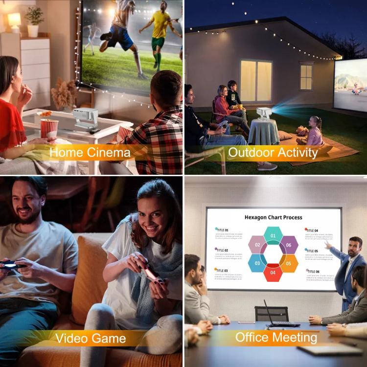 Cheerlux C6C Same Screen Version 1280x720P 180ANSI Bluetooth 5.1 Smart Projector, AU Plug, with Gimbal(White) - Mini Projector by Cheerlux | Online Shopping UK | buy2fix