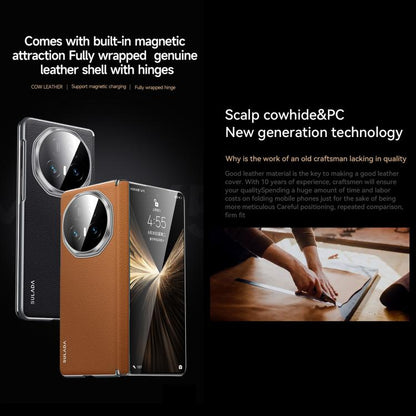 For Honor Magic V5 SULADA Frameless Top Layer Cowhide Leather PC Phone Case(Brown) - Honor Cases by SULADA | Online Shopping UK | buy2fix