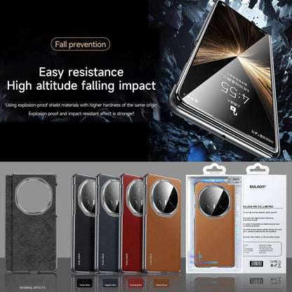 For Honor Magic V5 SULADA Frameless Top Layer Cowhide Leather PC Phone Case(Brown) - Honor Cases by SULADA | Online Shopping UK | buy2fix