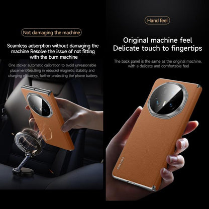 For Honor Magic V5 SULADA Frameless Top Layer Cowhide Leather PC Phone Case(Blue) - Honor Cases by SULADA | Online Shopping UK | buy2fix