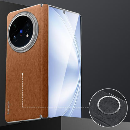 For vivo X Fold5 SULADA Frameless Top Layer Cowhide Leather PC Phone Case(Brown) - vivo Cases by SULADA | Online Shopping UK | buy2fix