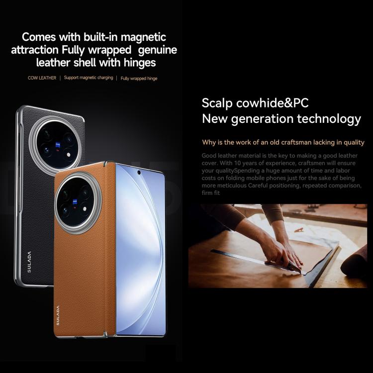 For vivo X Fold5 SULADA Frameless Top Layer Cowhide Leather PC Phone Case(Blue) - vivo Cases by SULADA | Online Shopping UK | buy2fix