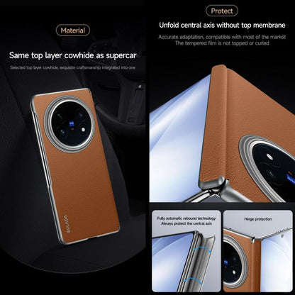 For vivo X Fold5 SULADA Frameless Top Layer Cowhide Leather PC Phone Case(Blue) - vivo Cases by SULADA | Online Shopping UK | buy2fix