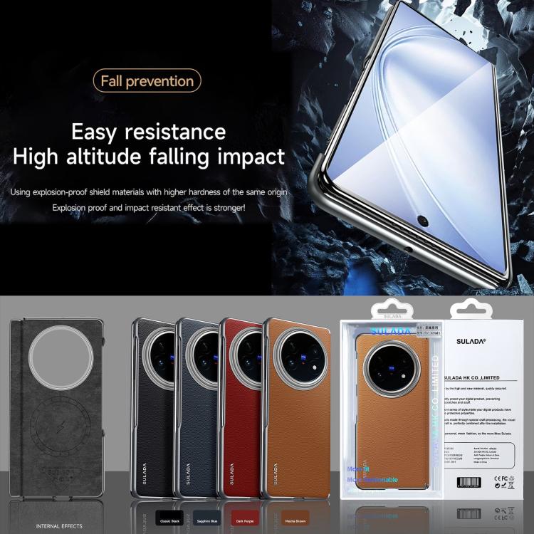 For vivo X Fold5 SULADA Frameless Top Layer Cowhide Leather PC Phone Case(Black) - vivo Cases by SULADA | Online Shopping UK | buy2fix