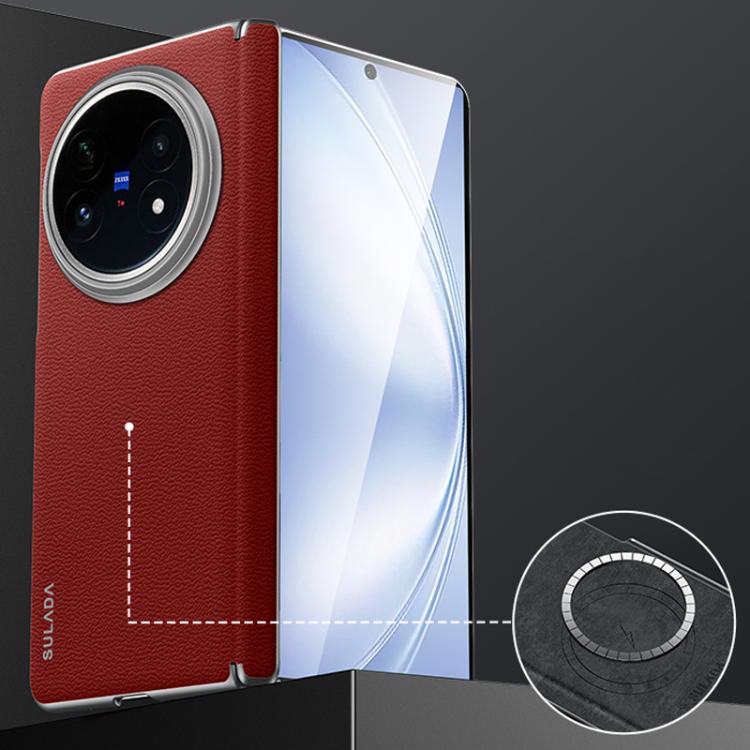 For vivo X Fold5 SULADA Frameless Top Layer Cowhide Leather PC Phone Case(Red) - vivo Cases by SULADA | Online Shopping UK | buy2fix