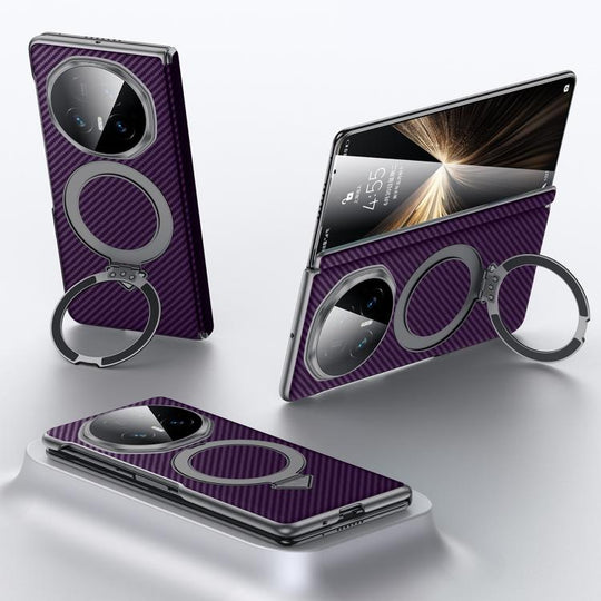 For Honor Magic V5 SULADA Kevlar Texture MagSafe Magnetic Holder Phone Case(Purple)