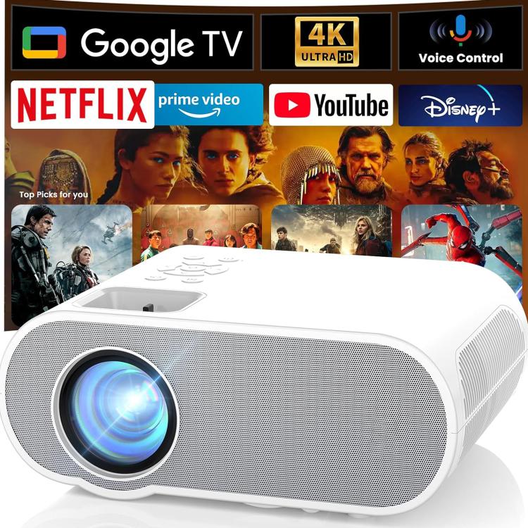 Cheerlux C10 Google TV Version 2K Dongle 1920x1080P 300ANSI Smart Projector, AU Plug(White) - Mini Projector by Cheerlux | Online Shopping UK | buy2fix