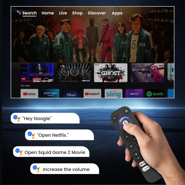 Cheerlux C10 Google TV Version 2K Dongle 1920x1080P 300ANSI Smart Projector, UK Plug(White) - Mini Projector by Cheerlux | Online Shopping UK | buy2fix