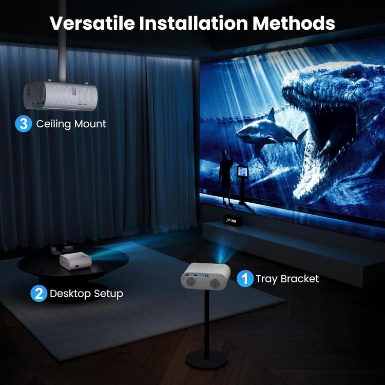 Cheerlux C10 Google TV Version 2K Dongle 1920x1080P 300ANSI Smart Projector, UK Plug(White) - Mini Projector by Cheerlux | Online Shopping UK | buy2fix