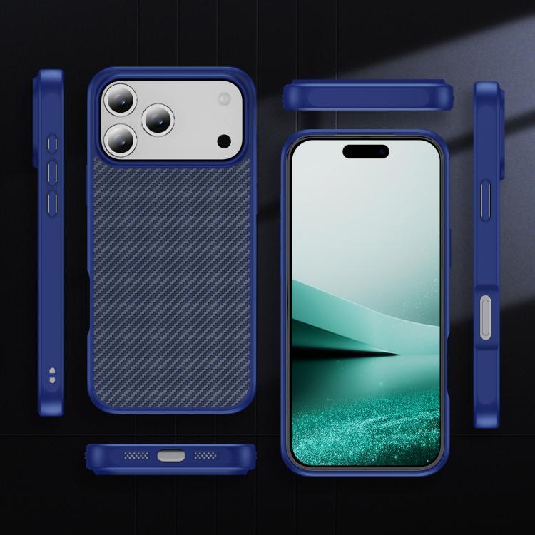 For iPhone 17 Pro Max Carbon Fiber Texture Skin-feel MagSafe Phone Case(Blue) - iPhone 17 Pro Max Cases by buy2fix | Online Shopping UK | buy2fix