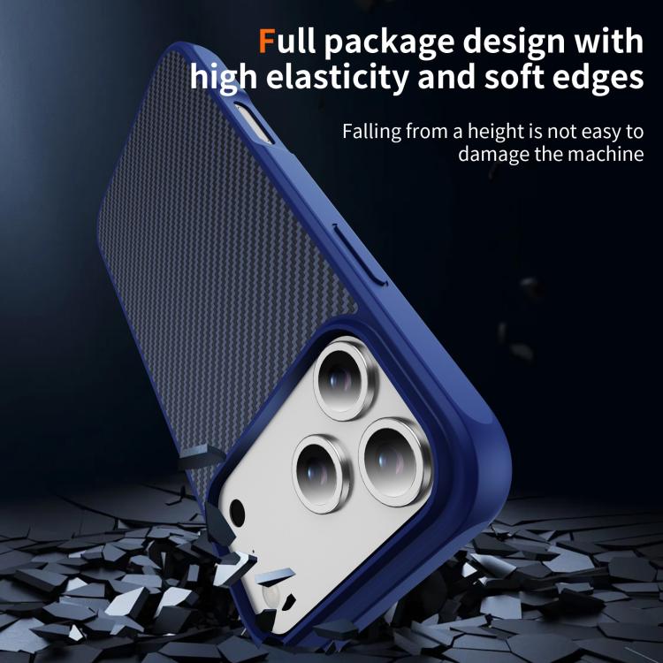 For iPhone 17 Pro Max Carbon Fiber Texture Skin-feel MagSafe Phone Case(Blue) - iPhone 17 Pro Max Cases by buy2fix | Online Shopping UK | buy2fix