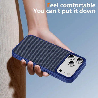 For iPhone 17 Pro Max Carbon Fiber Texture Skin-feel MagSafe Phone Case(Blue) - iPhone 17 Pro Max Cases by buy2fix | Online Shopping UK | buy2fix