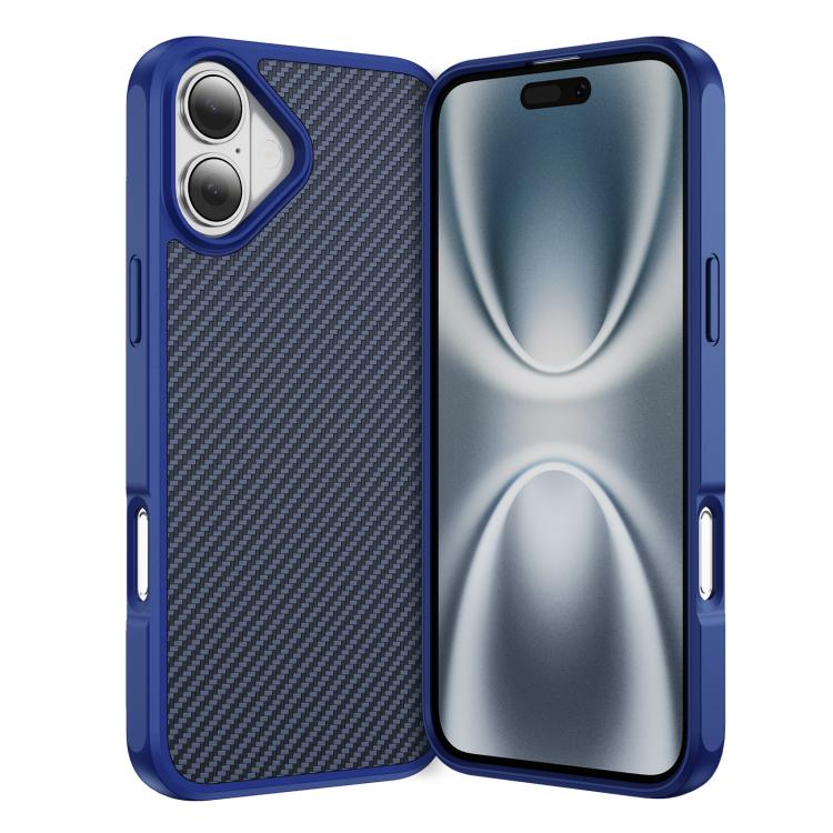 For iPhone 17 Carbon Fiber Texture Skin-feel MagSafe Phone Case(Blue) - iPhone 17 Cases by buy2fix | Online Shopping UK | buy2fix