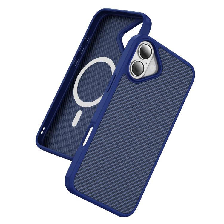 For iPhone 17 Carbon Fiber Texture Skin-feel MagSafe Phone Case(Blue) - iPhone 17 Cases by buy2fix | Online Shopping UK | buy2fix