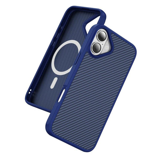 For iPhone 17 Carbon Fiber Texture Skin-feel MagSafe Phone Case(Blue) - iPhone 17 Cases by buy2fix | Online Shopping UK | buy2fix