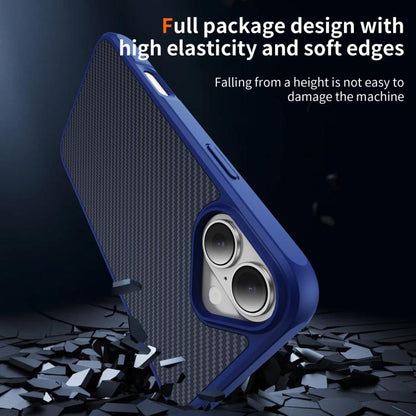 For iPhone 17 Carbon Fiber Texture Skin-feel MagSafe Phone Case(Blue) - iPhone 17 Cases by buy2fix | Online Shopping UK | buy2fix
